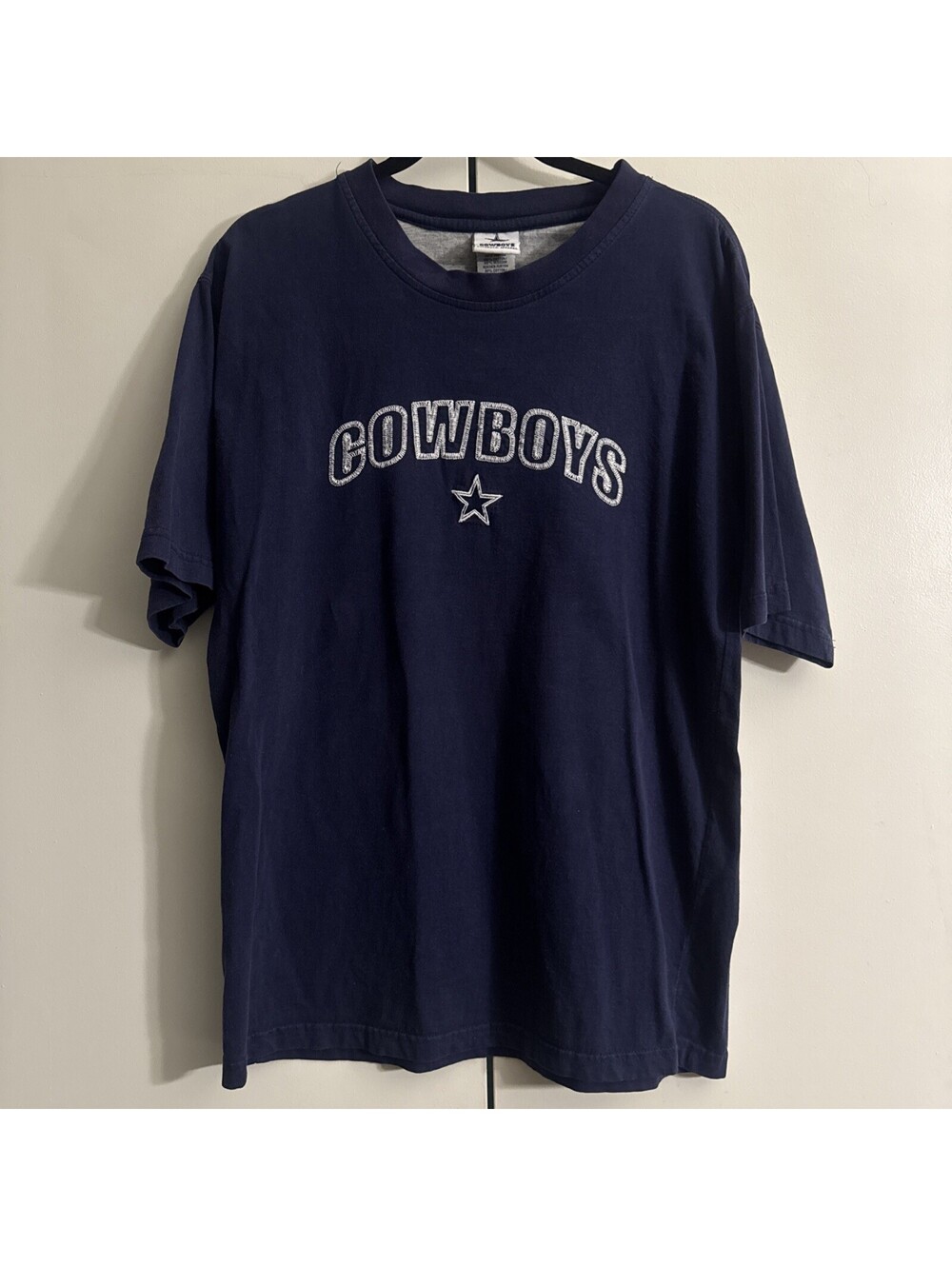 VTG Dallas Cowboys Heavyweight Shirt Large Navy Blue Embroidered Star Logo Crew